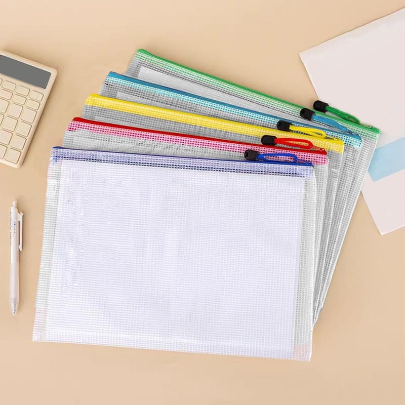 UMETDO 24pcs A4 Mesh Zipper Pouch Bags, Mesh Bags with Zipper Bulk, Pouches for Organization, Clear Storage Bags for Classroom, Travel, Office - Image 5